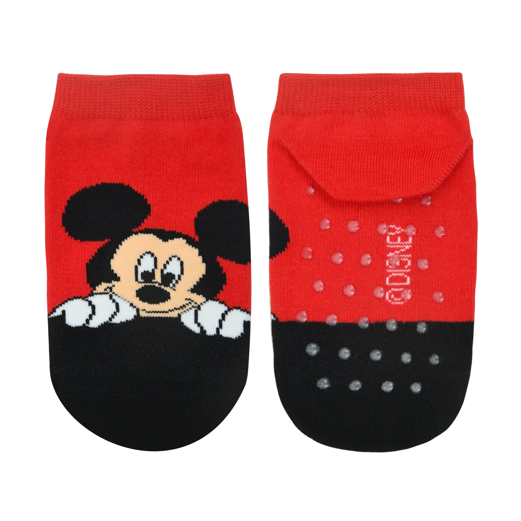 Balenzia X Disney Character Anti-skid Lowcut Socks for Kids- Mickey & Minnie (Pack of 3 Pairs/ 1U) (Red, Balck, Blue)