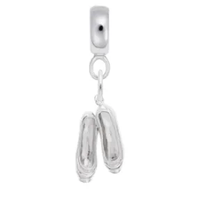 Ballet Shoes Charm Dangle Bead In Sterling Silver