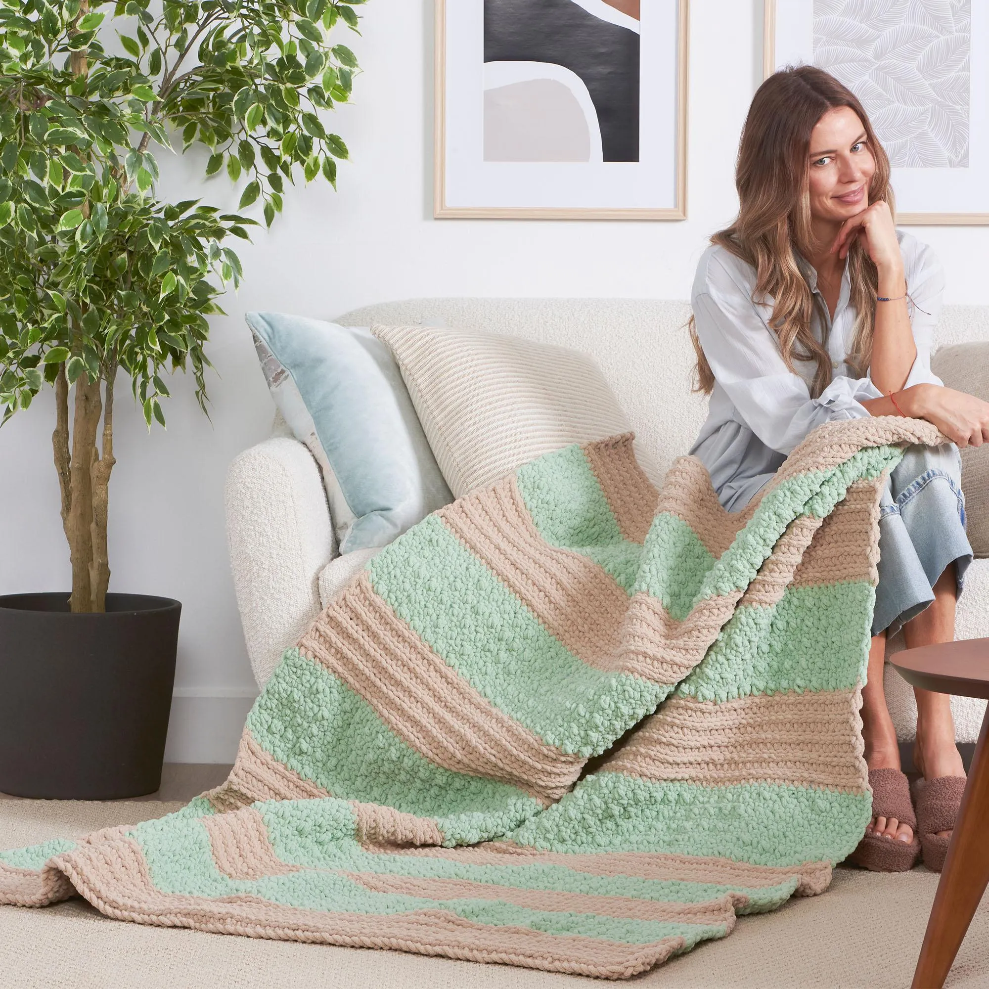 Bernat Texture Stripe Crochet Blanket