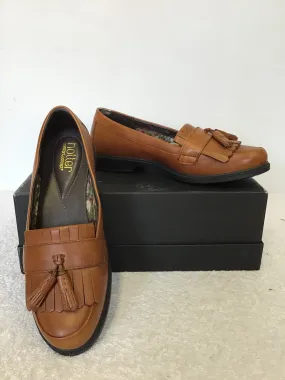 BRAND NEW HOTTER TAN LEATHER TASSEL TRIM LOAFERS SIZE 5/38