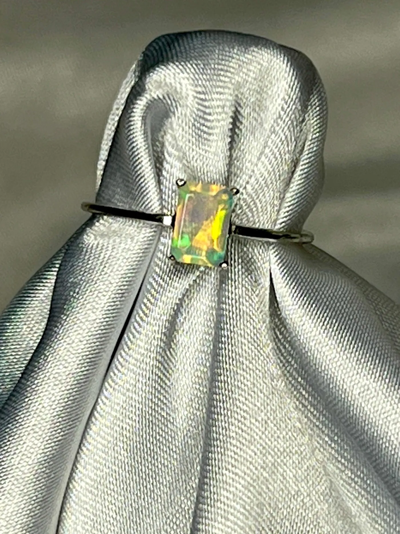 Cushion Cut Ethiopian Opal Ring