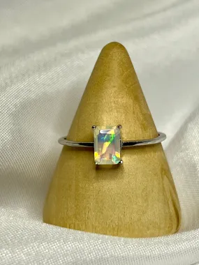 Cushion Cut Ethiopian Opal Ring