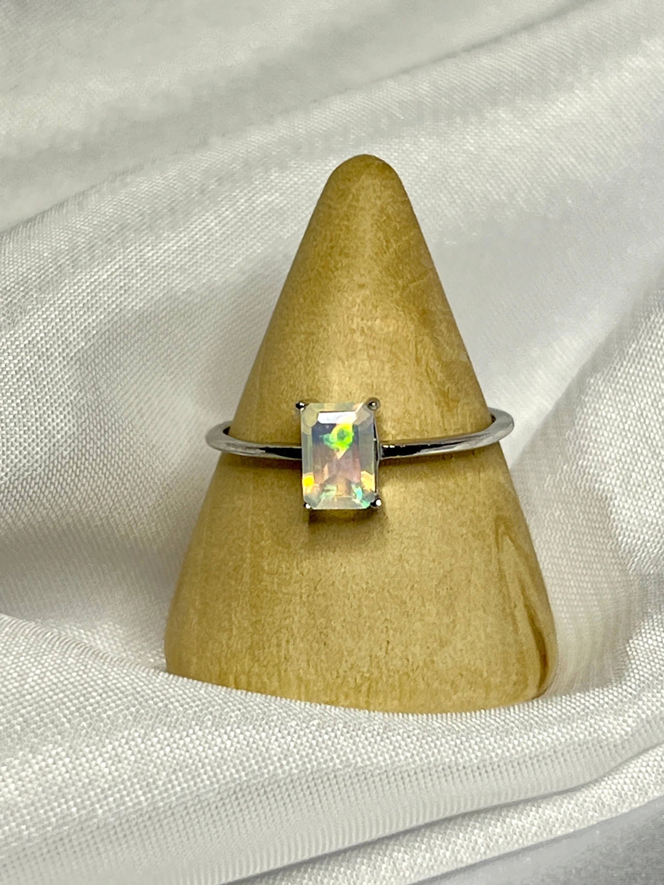 Cushion Cut Ethiopian Opal Ring