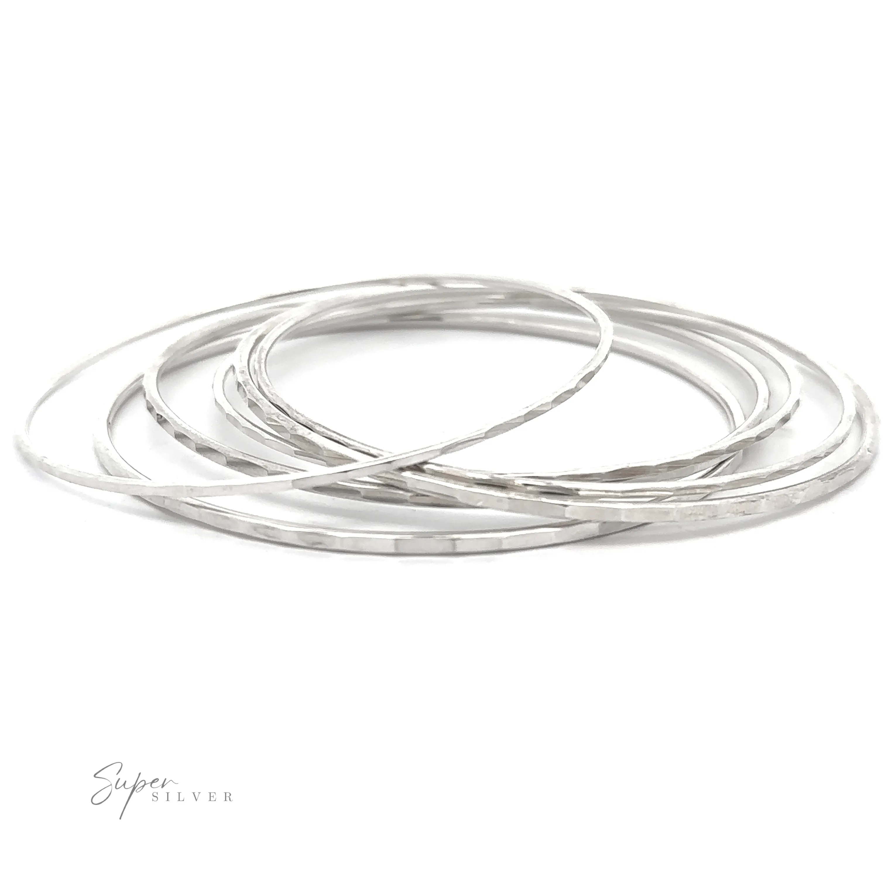 Faceted Silver Bangle Bracelet