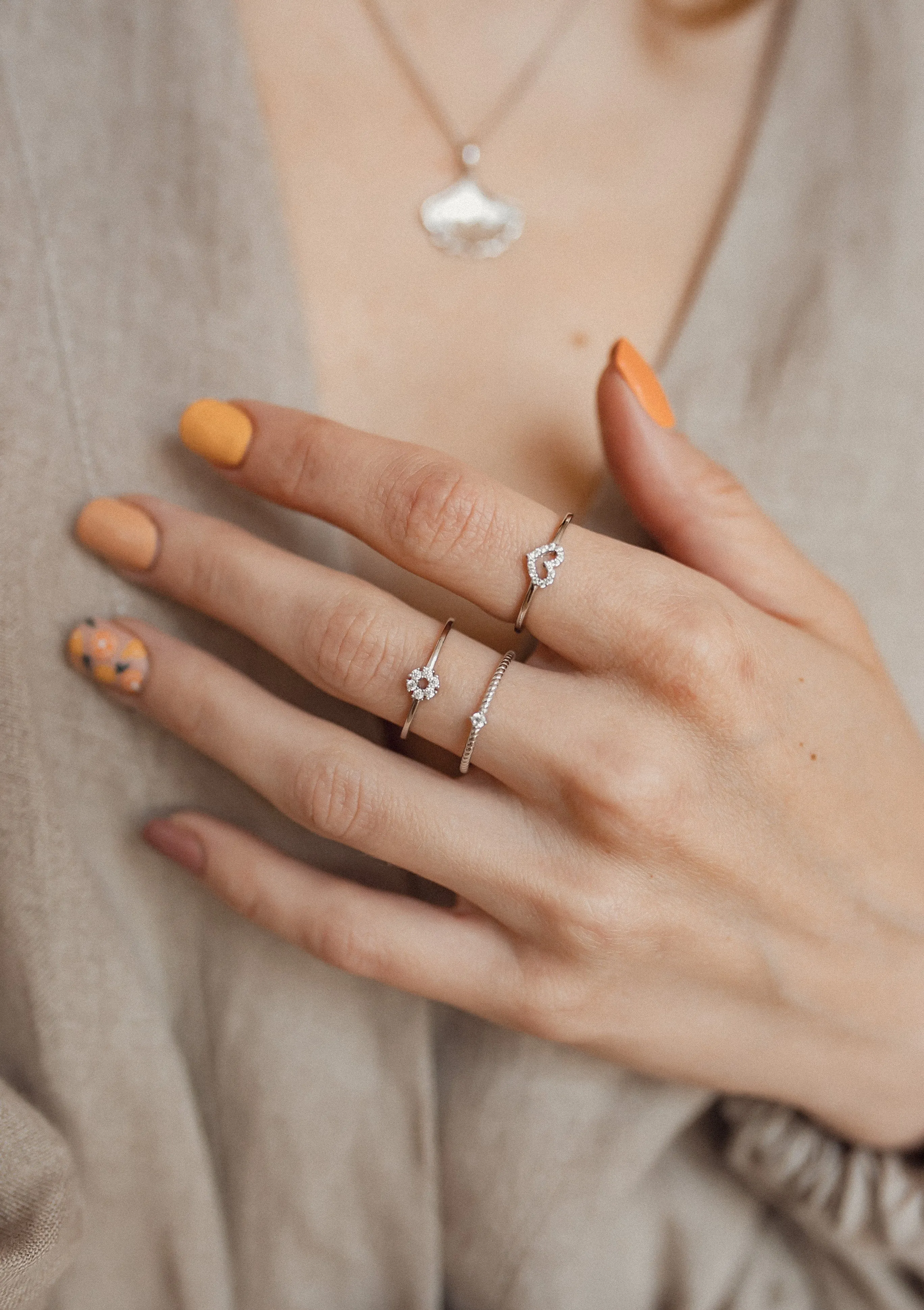 Glitter Circle Ring Sterling Silver