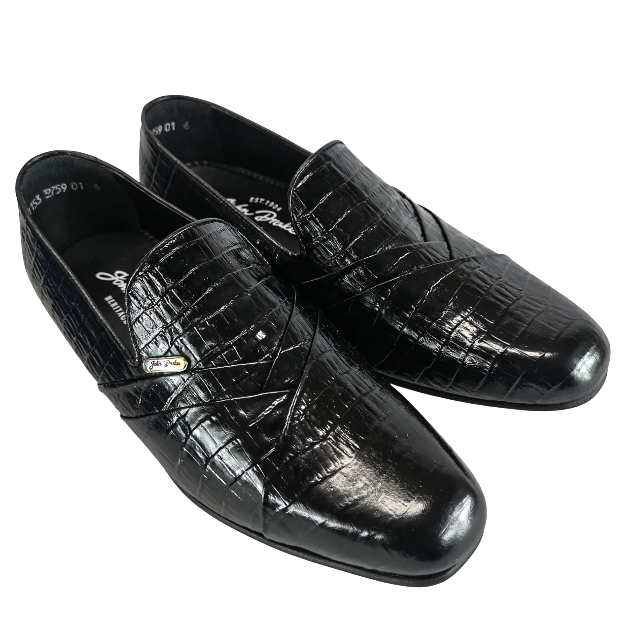 John Drake Black Leather Slip On Shoe