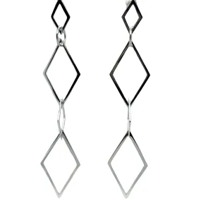 Long Interconnected Diamond Shaped Earrings