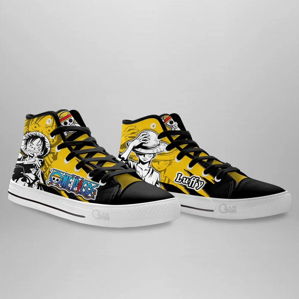 Luffy High Top Shoes OP Custom Anime Sneakers Mix Manga