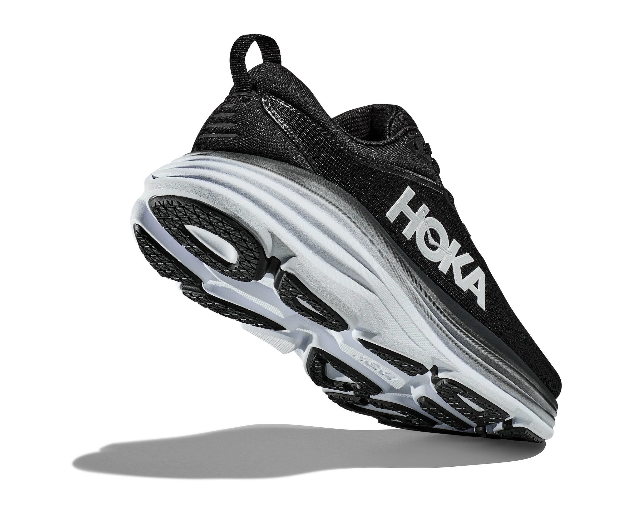 Men's Hoka Bondi 8 Color: Black / White (WIDE WIDTH)