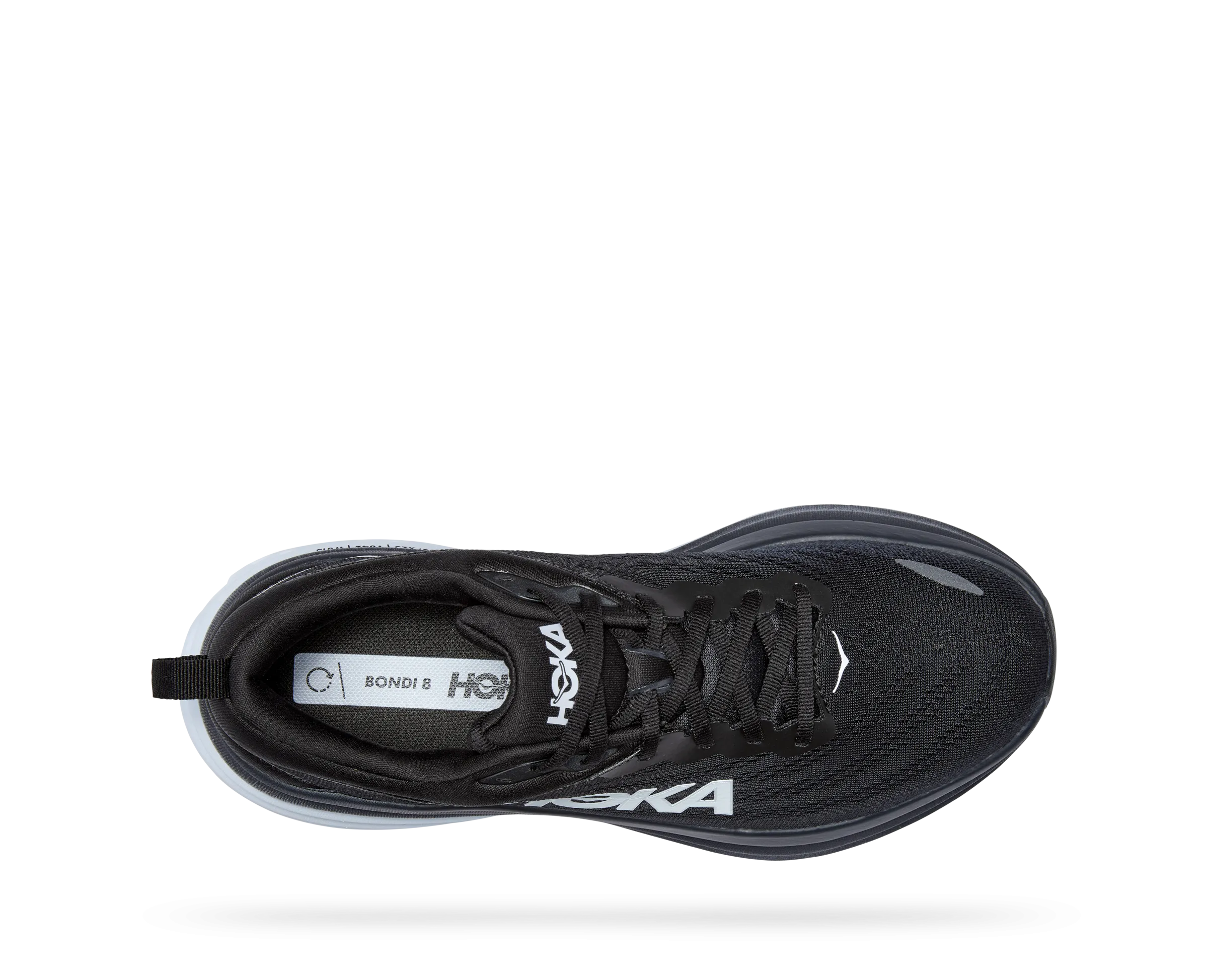 Men's Hoka Bondi 8 Color: Black / White (WIDE WIDTH)