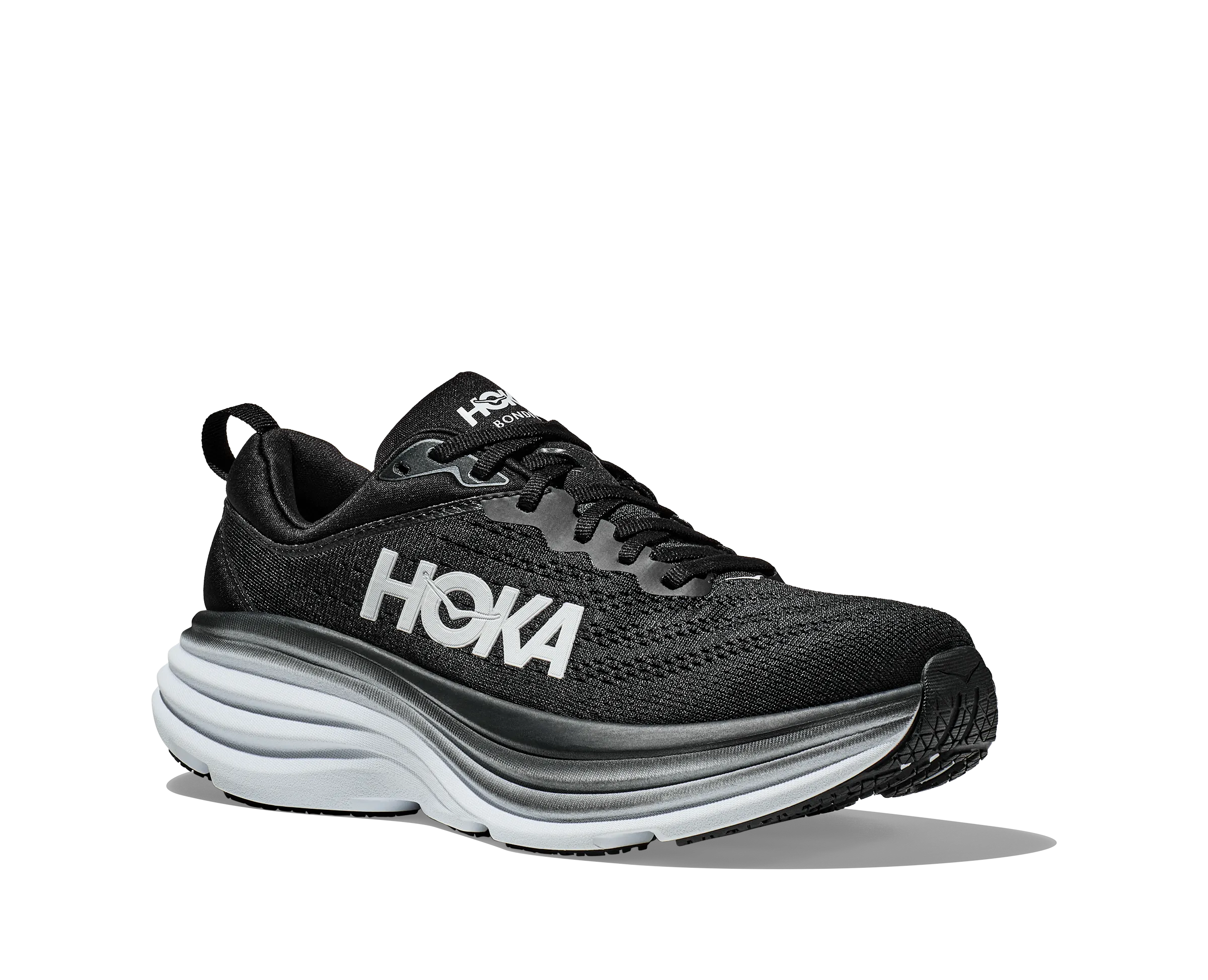 Men's Hoka Bondi 8 Color: Black / White (WIDE WIDTH)