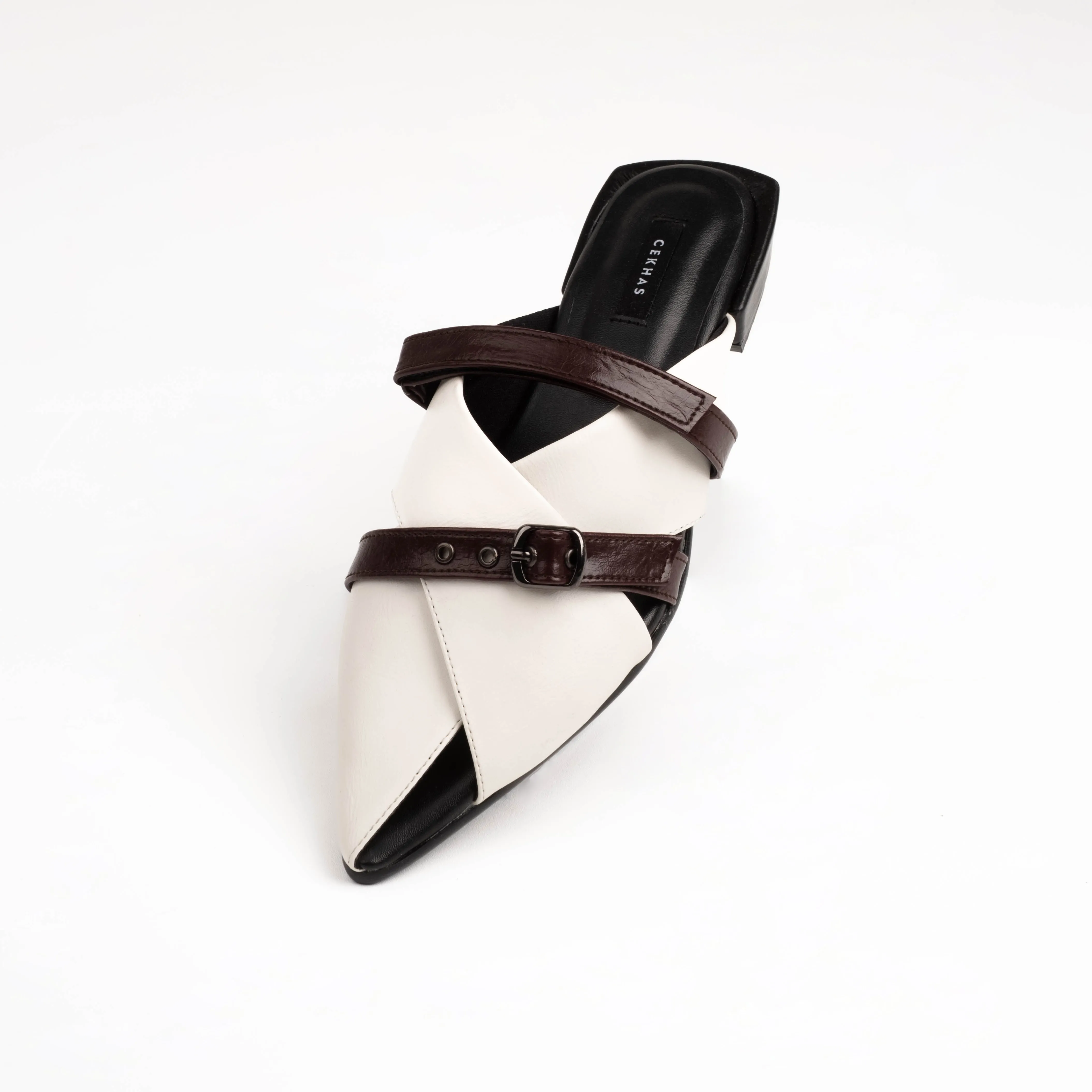 New Emilia White Stripes Mules - Urban Grace II