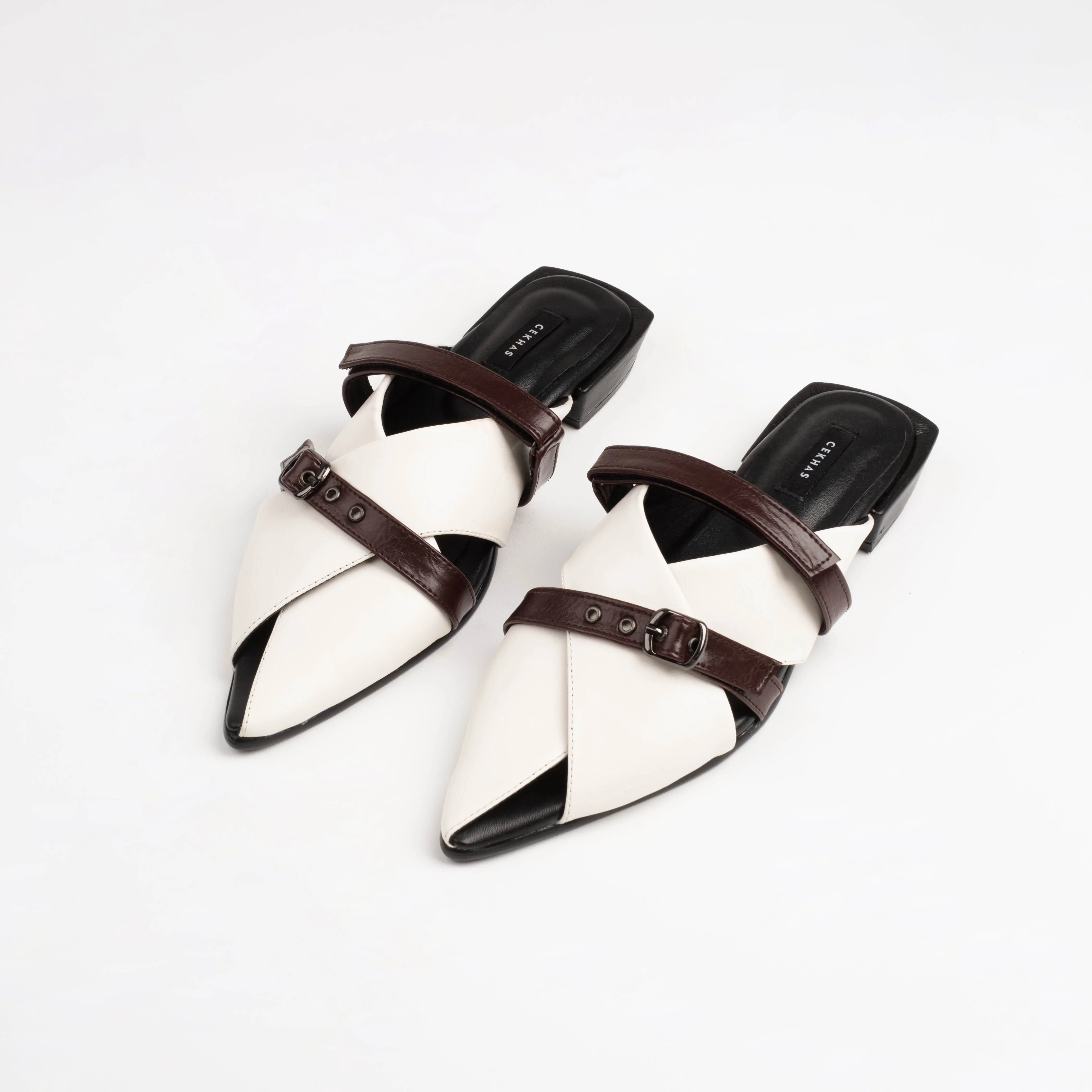 New Emilia White Stripes Mules - Urban Grace II