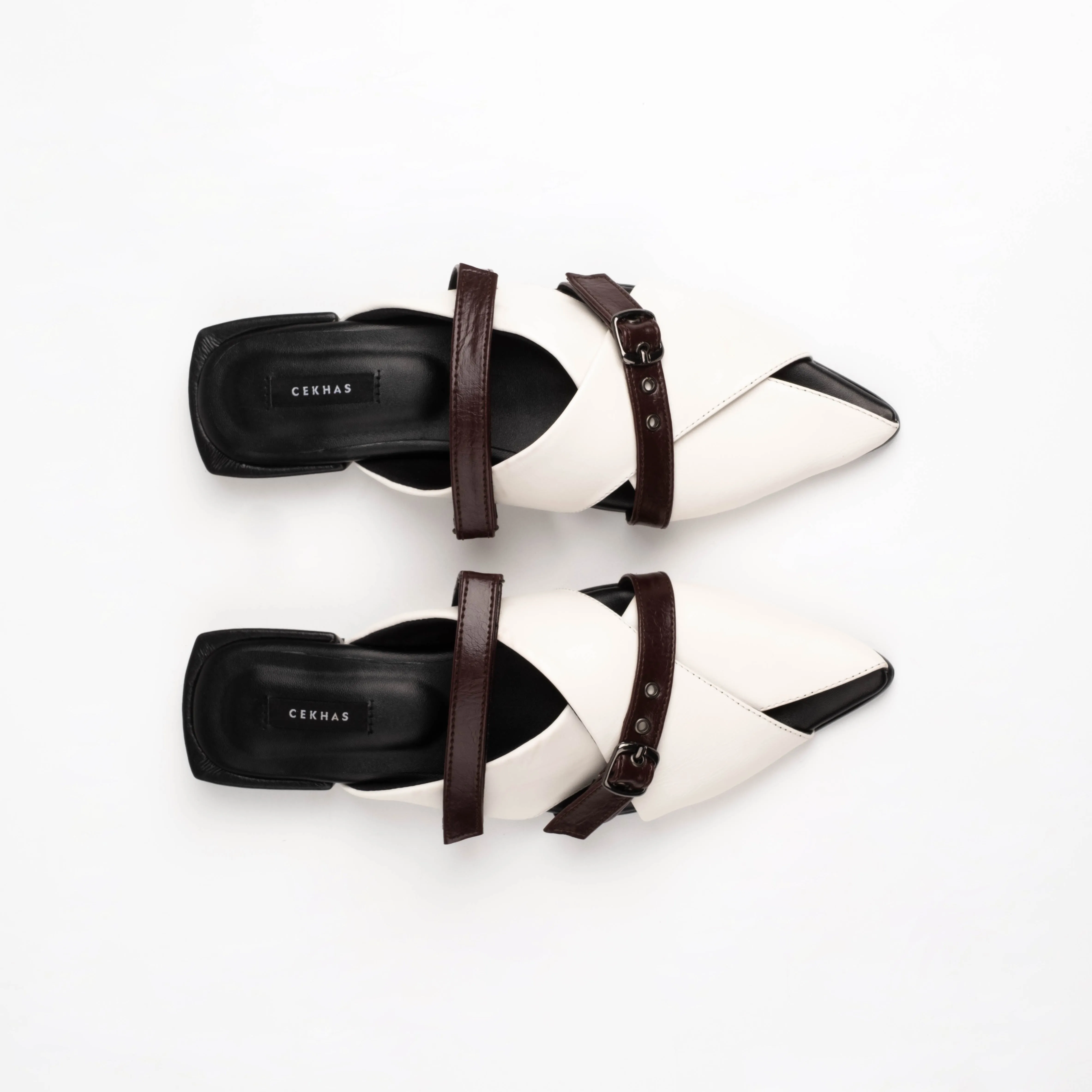 New Emilia White Stripes Mules - Urban Grace II