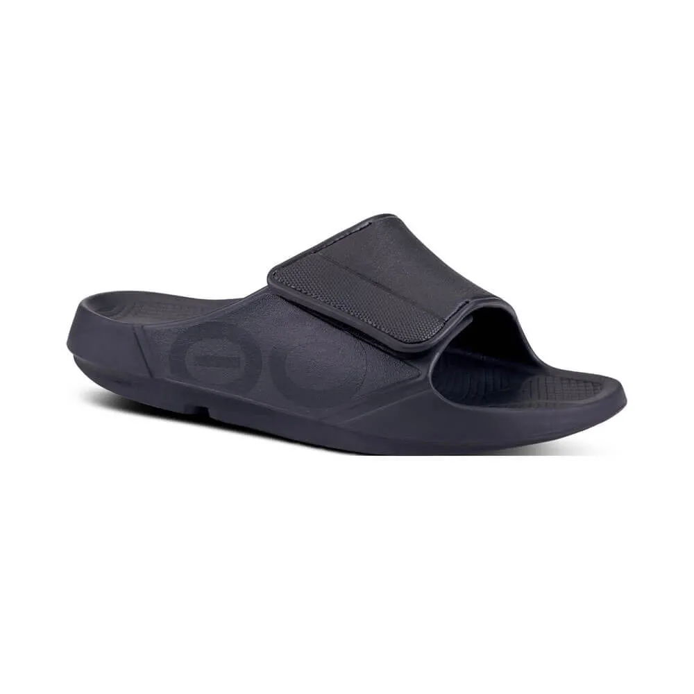 Oofos Men's Ooah Sport Flex Slide Sandals - Black Matte