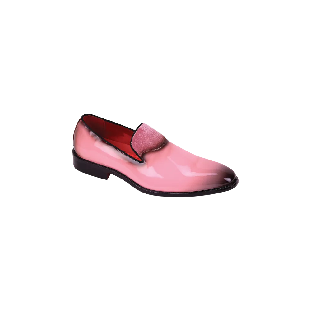 Pink Men's patent leather Loafers tuxedo shoe with velvet Design