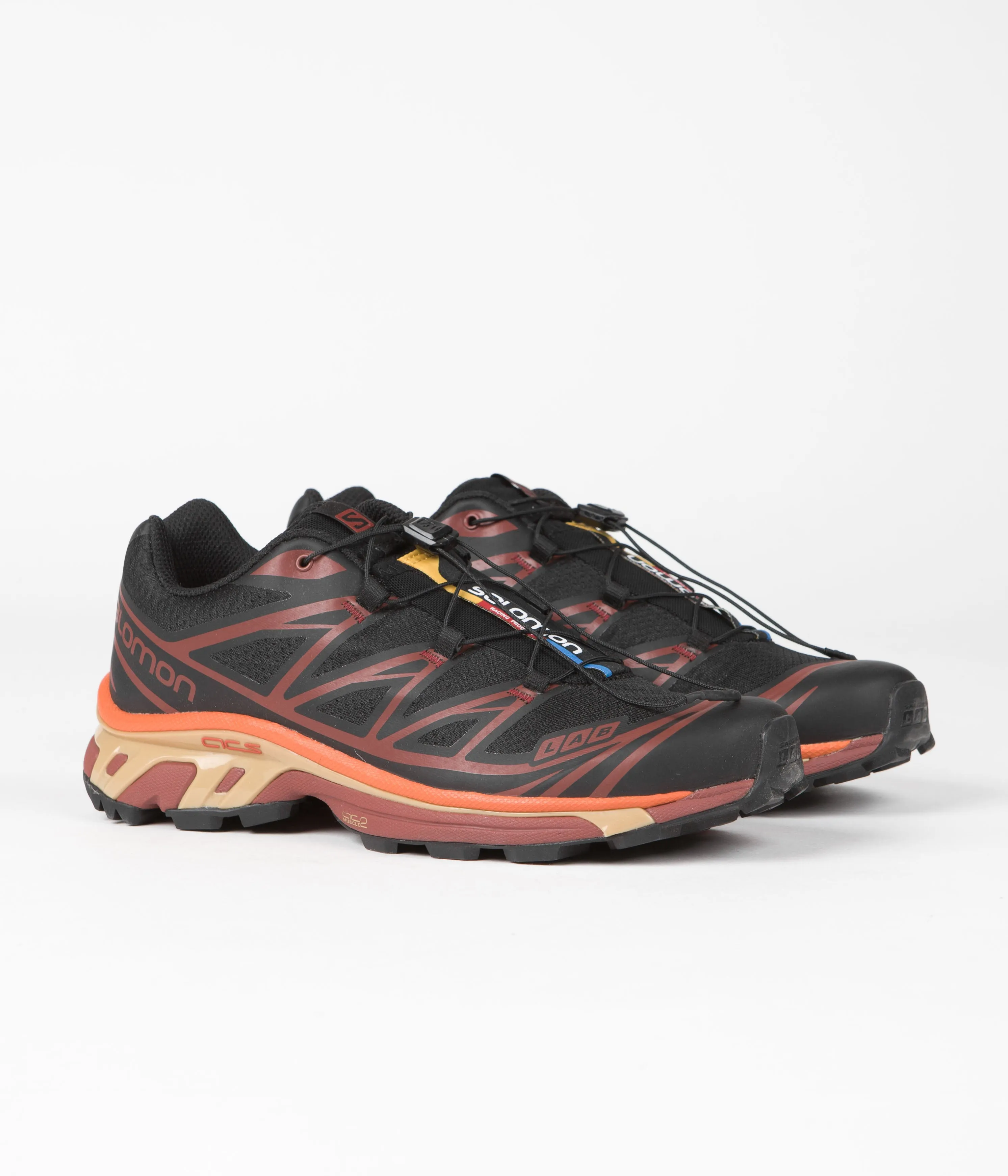 Salomon XT-6 Shoes - Black / Chocolate Plum / Vibrant Orange