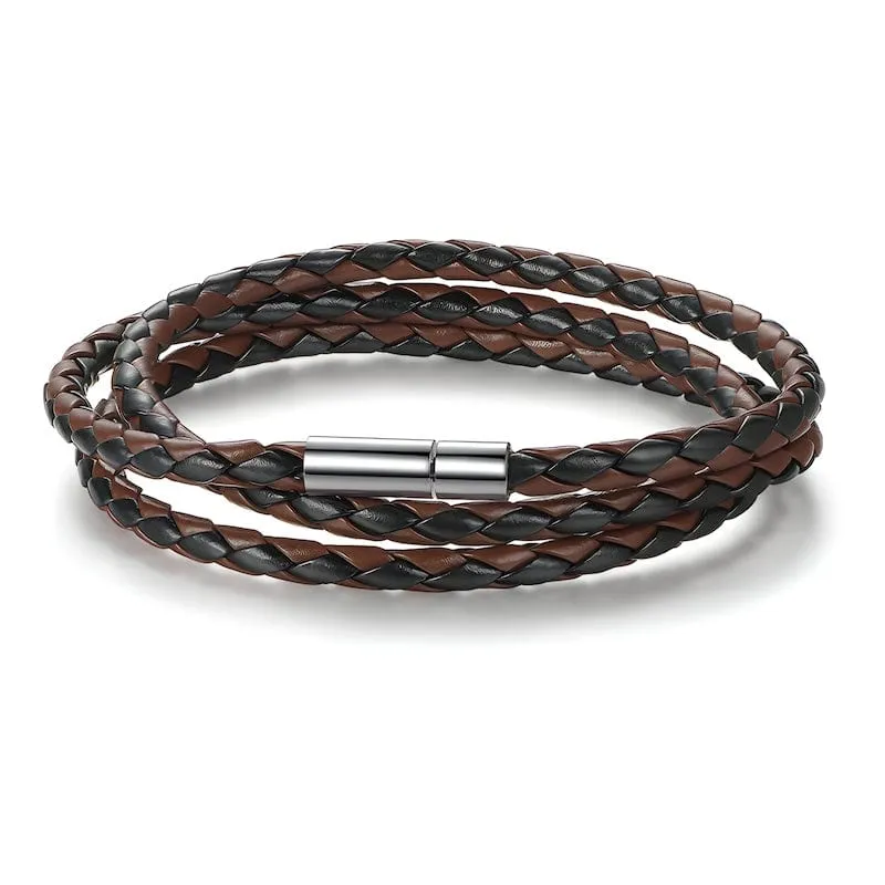 Simple Leather Wrap Bracelet With Magnet Clasp