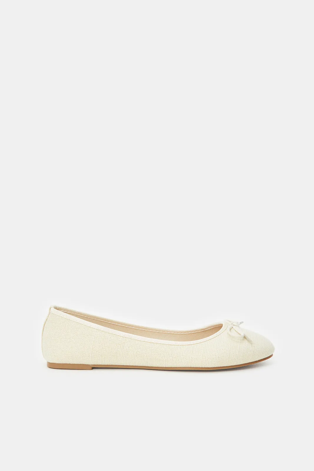 Women Ivory Linen Ballerina